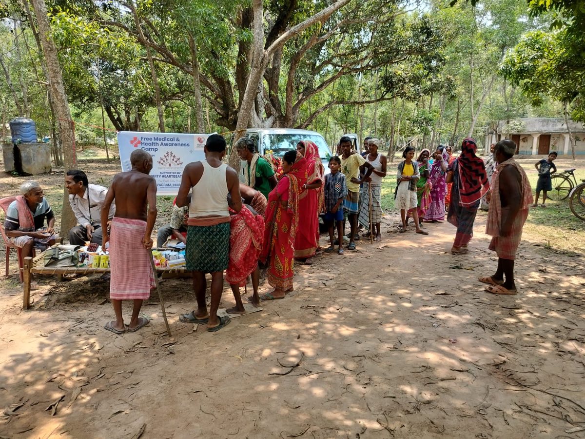 Tribal community members waiting to be seen at the medical camp