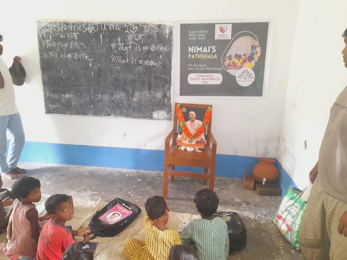 Equity Heartbeats and India Tribal Care Trust branding at Nimai's Pathshala