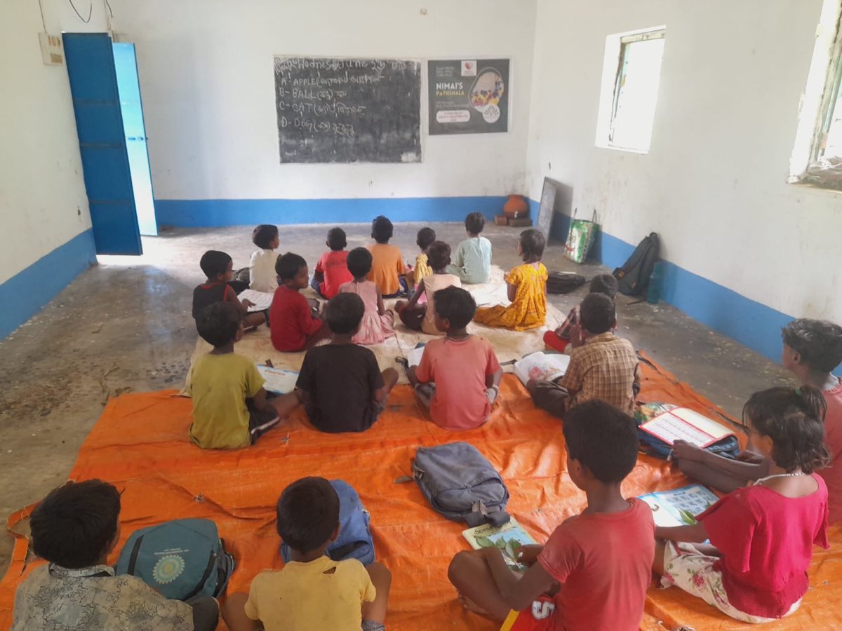 Children learning at the Pathshala we sponsor in West Bengal, India